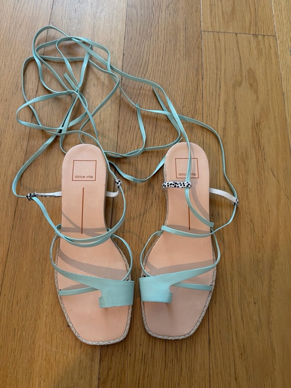 Dolce Vita Mint Green Strappy Lace-Up Sandals